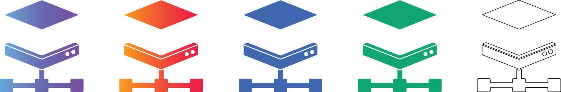 Isometric Network Server Node Icons Set vector
