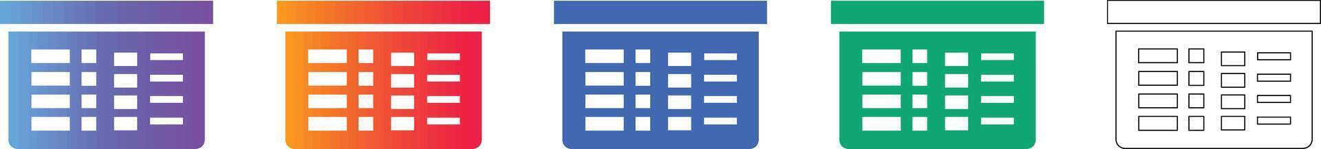 Table Data Management Icon Set vector