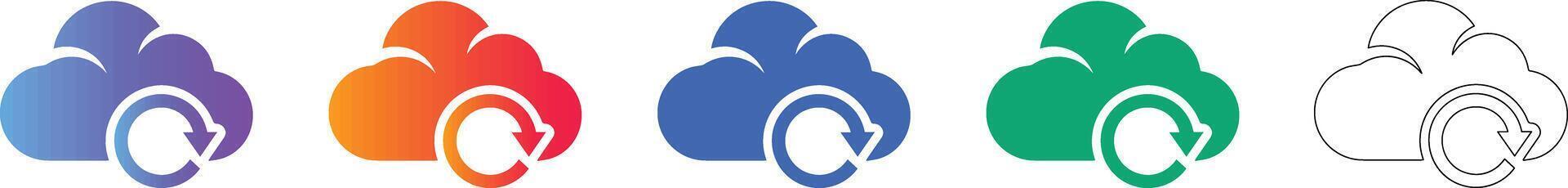 Cloud Data Refresh Synchronization Icon Set vector