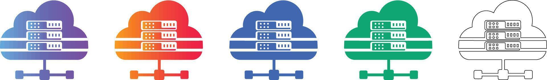 Server Hosting Icon Set with Cloud Computing Graphics vector