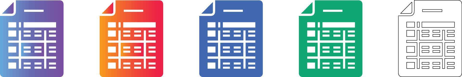 Spreadsheet Document Data Icon Set vector