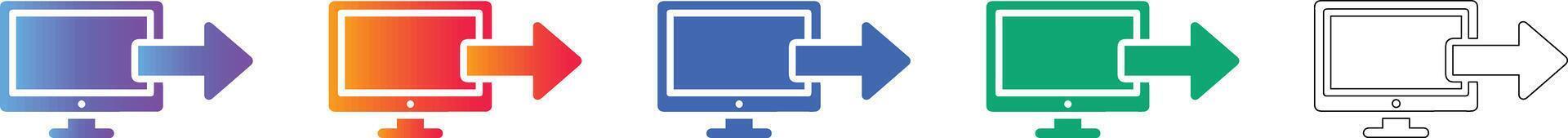 Computer Screen Export Data Icon Set vector