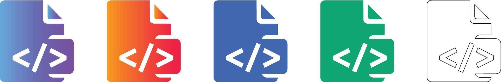 Programming Code File Icons Set vector