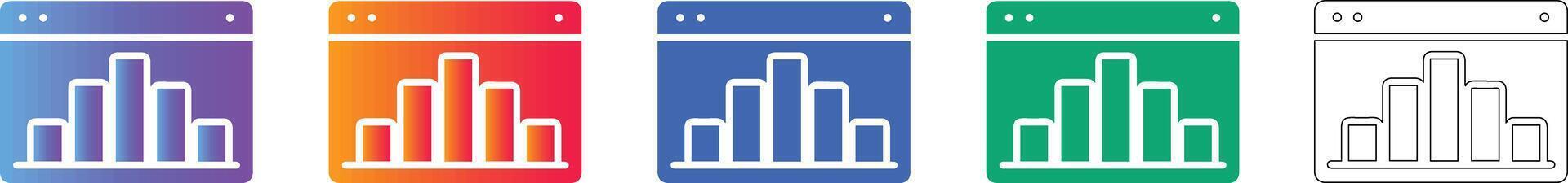 Web Browser Analytics Interface Icon Set vector