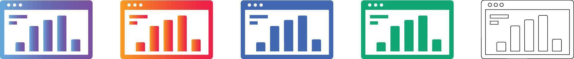 Web Browser Data Analytics Report Icons vector