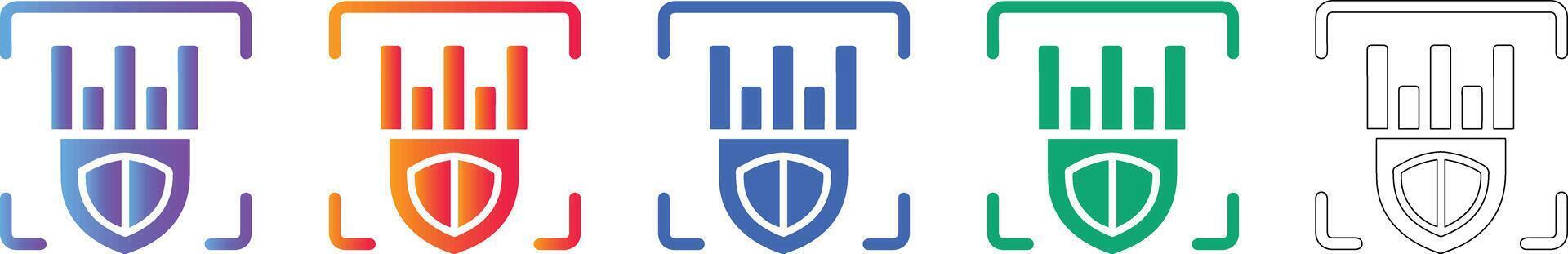 seguro datos analítica proteger icono conjunto vector