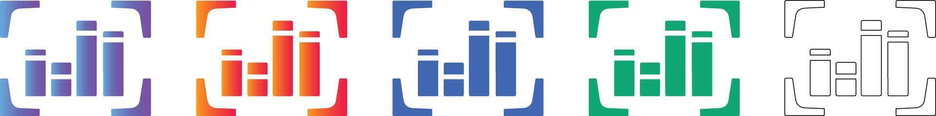 Data Chart Focus Frame Icon Set vector