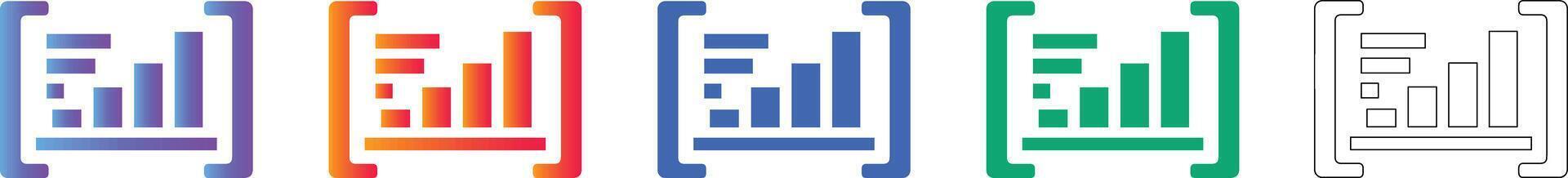 Data Bracket Analytics Icon Set vector