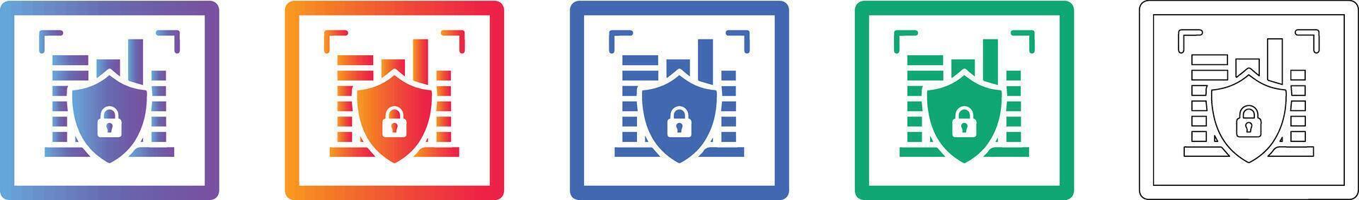 Secure Data Analytics Shield Icons vector