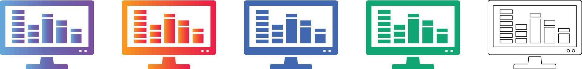 computadora pantalla datos analítica íconos vector