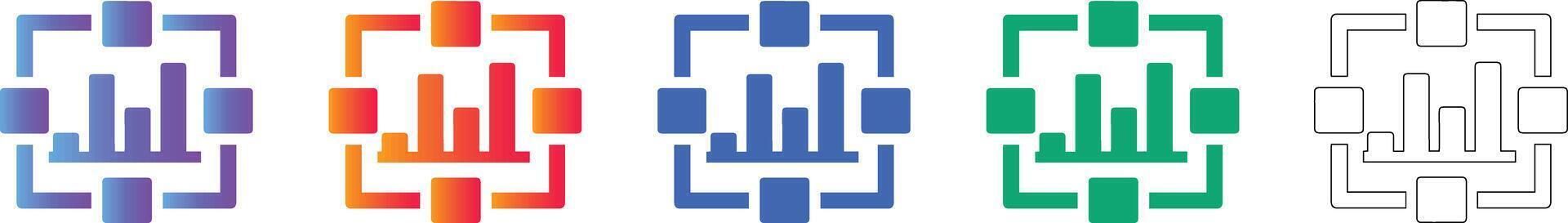 datos red integración fluir íconos vector