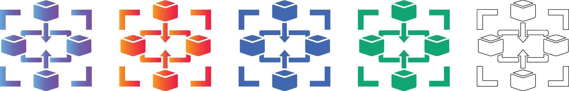 datos Procesando diagrama de flujo íconos conjunto vector