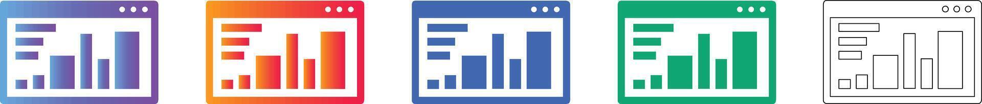 Data Analytics Software Window Icon Set vector