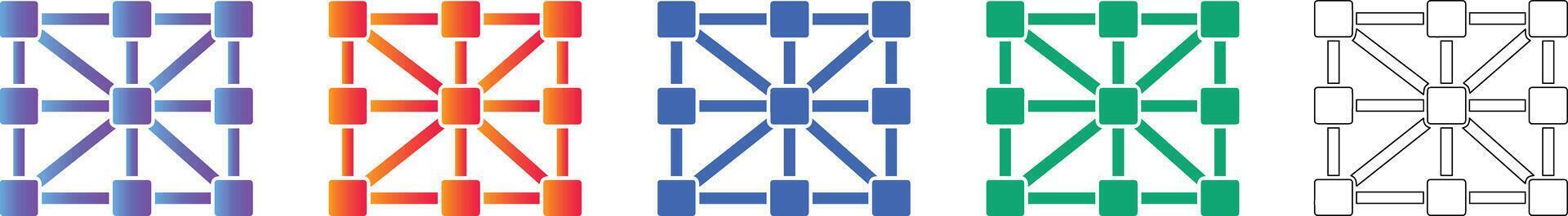 Interconnected Node Grid System Icons vector