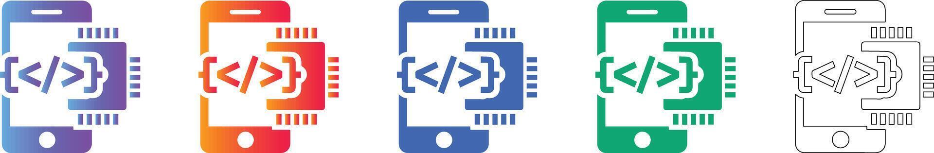 Mobile App Development and Coding Logic Icons vector