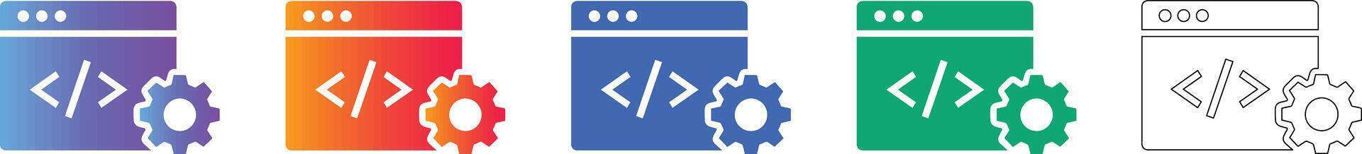 Software Development Coding Interface Icon Set vector
