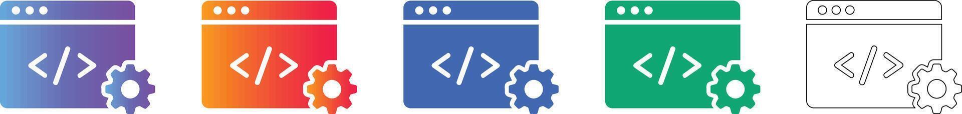 Coding Interface Software Development Icons vector