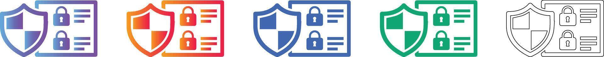 Secure Data Privacy Document Icons vector