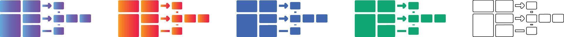 Data Processing Flow Chart Icons vector