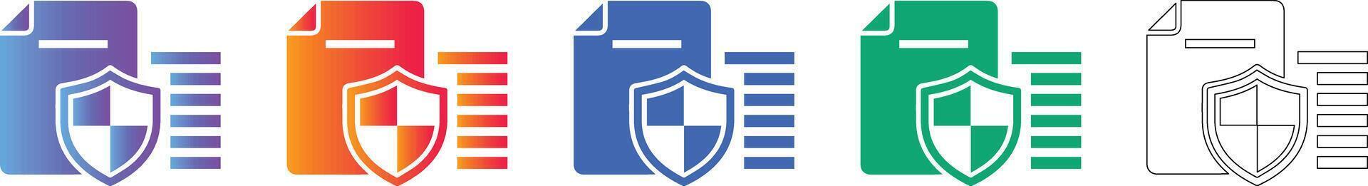 Document Shield Verification Icons vector