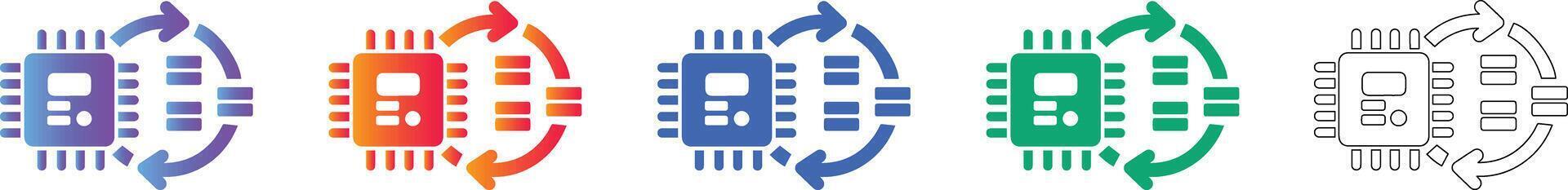 CPU Data Synchronization Icons vector