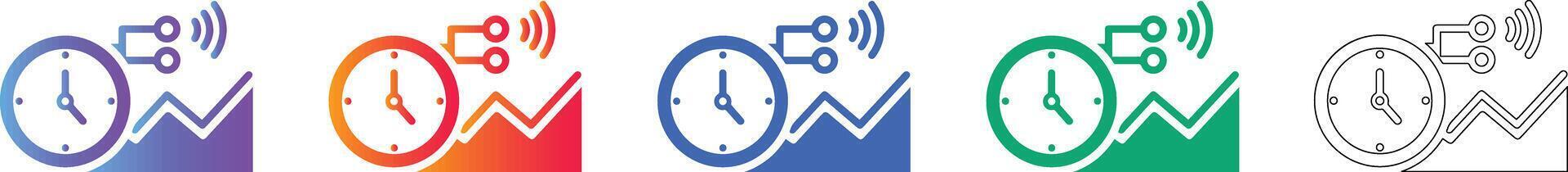 Real Time Data Sync Clock Icon Set vector