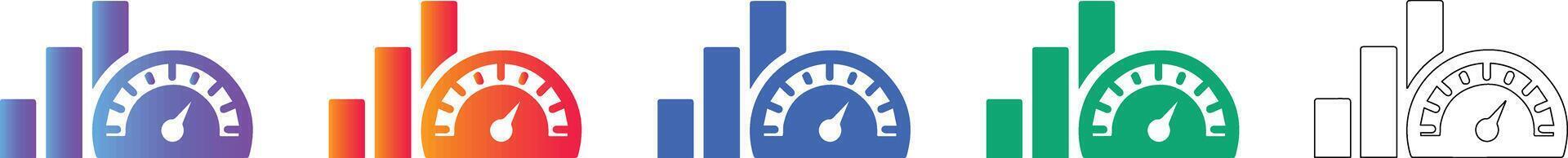 Performance Speedometer Analytics Icon Set vector