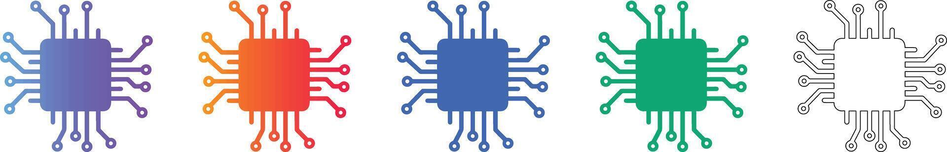 Microchip Processor Technology Icon Collection vector