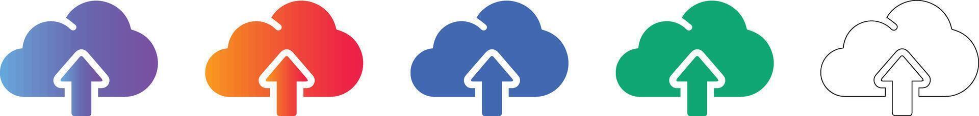 Cloud Data Upload Transfer Icon Set vector
