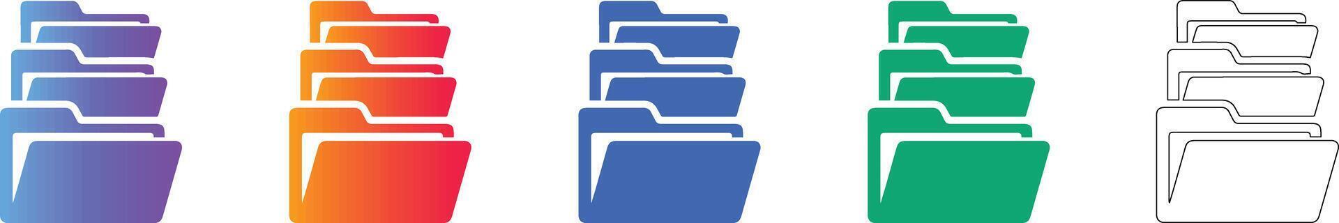 Document File Folder Stack Icon Set vector