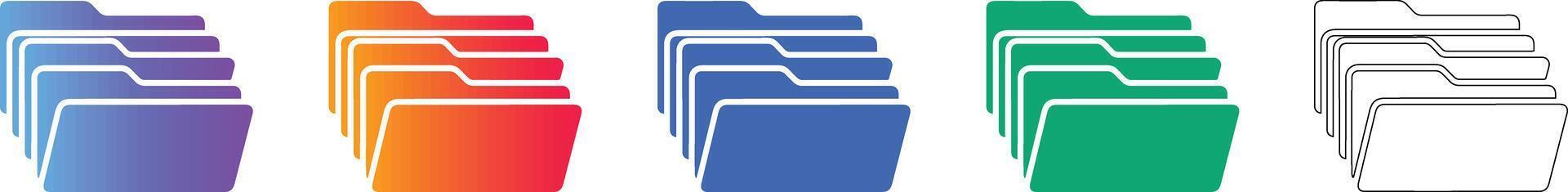 Document Folder Stack Icon Collection vector