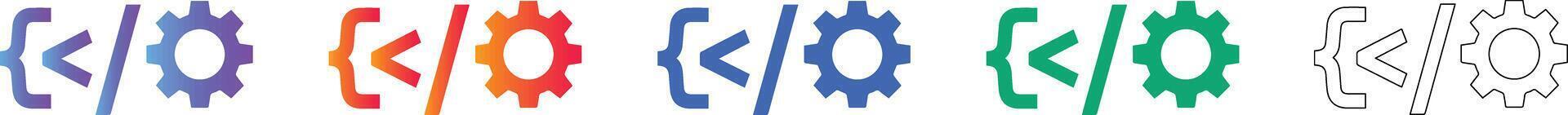 Code Development Gear Icon Set vector