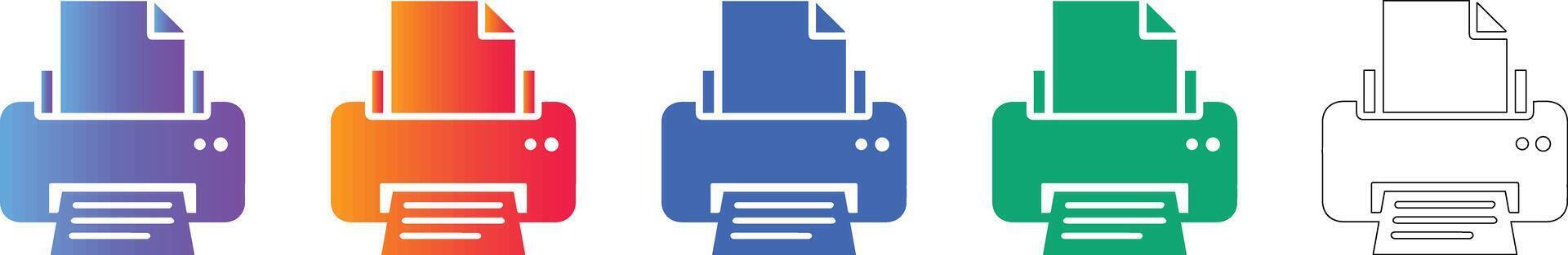 documento impresora icono conjunto vector