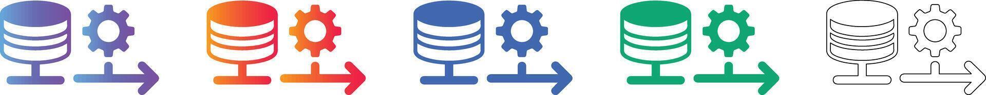 Data Processing and Server Icons Set vector