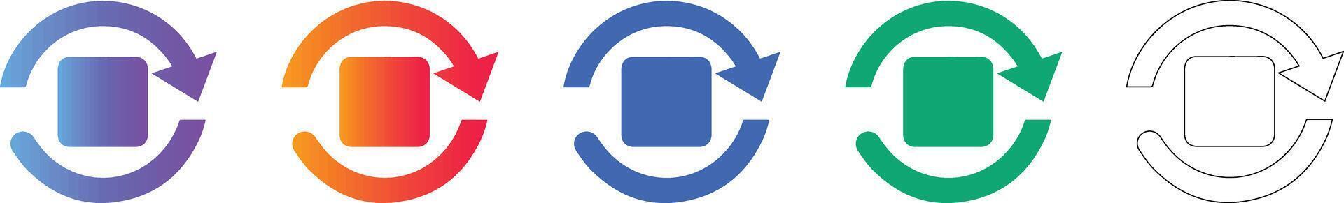 actualizar cuadrado cargando proceso icono conjunto vector