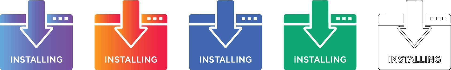 Software Installing Window Icon Set vector