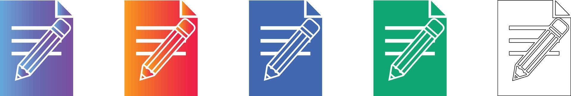 Document Editing Pencil Icon Set vector