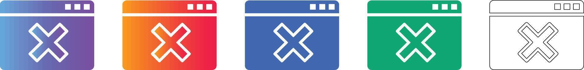 Web Browser Error Window Icon Set vector