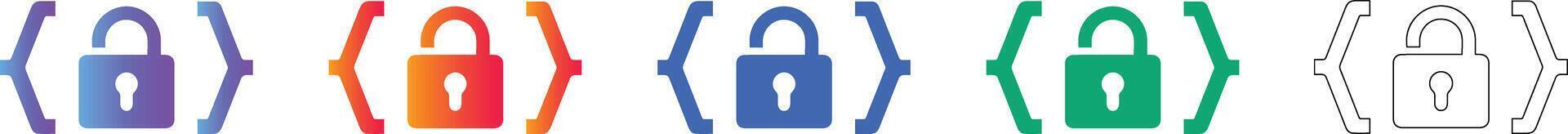 Code Security Padlock Icon Set vector
