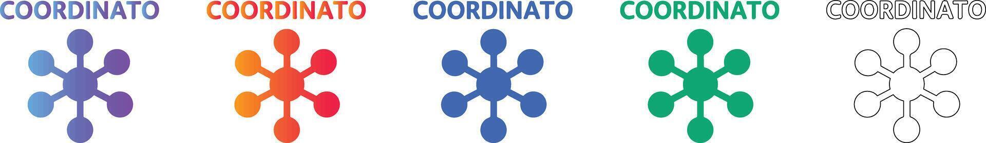 Five Coordination Icons with Central Node Structure vector