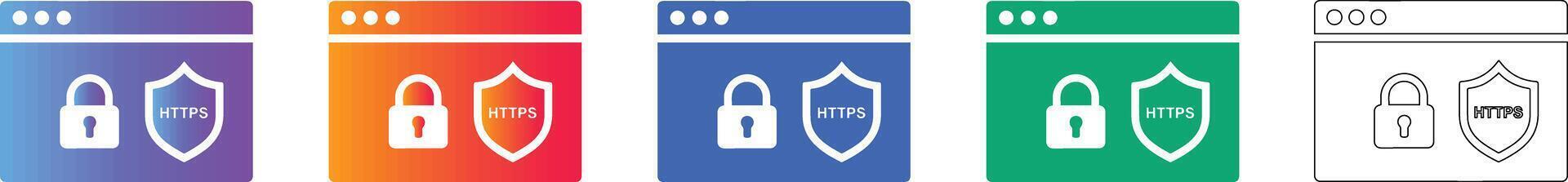 https web seguridad icono conjunto vector