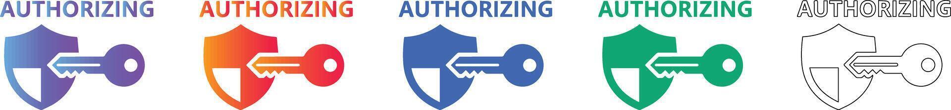 Security Authorization Shield Key Icons vector