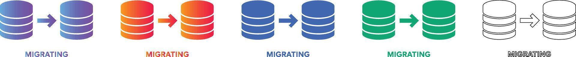 Database Migration Process Icon Set vector