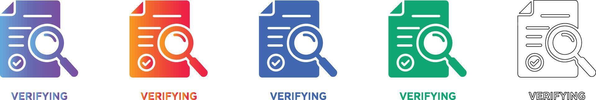 verificación y documento auditoría icono conjunto vector