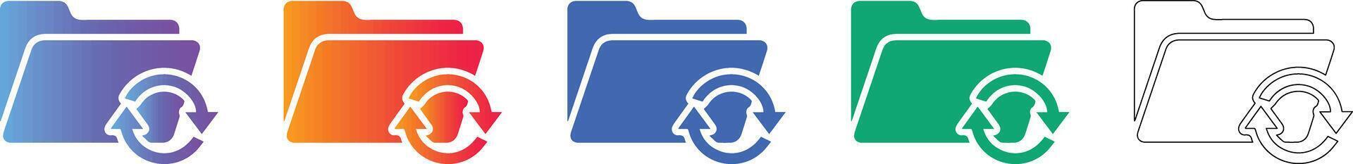 Folder Sync Icon Set vector