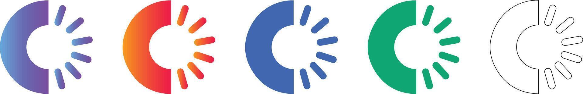 Progressive Loading Circle Icon Set vector