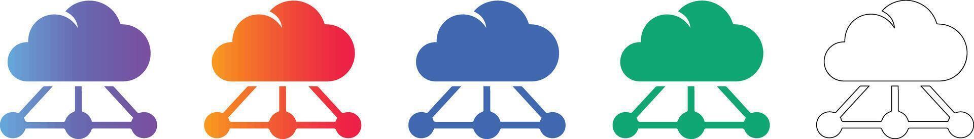 Cloud Computing Infrastructure Icons Set vector