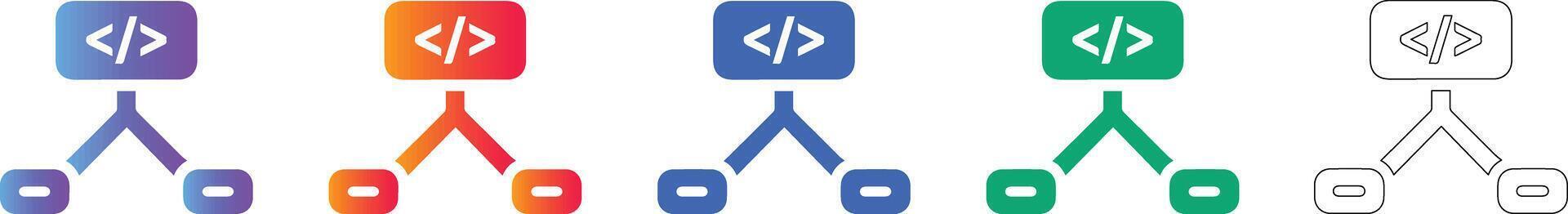 Code Development Branching Icon Set vector