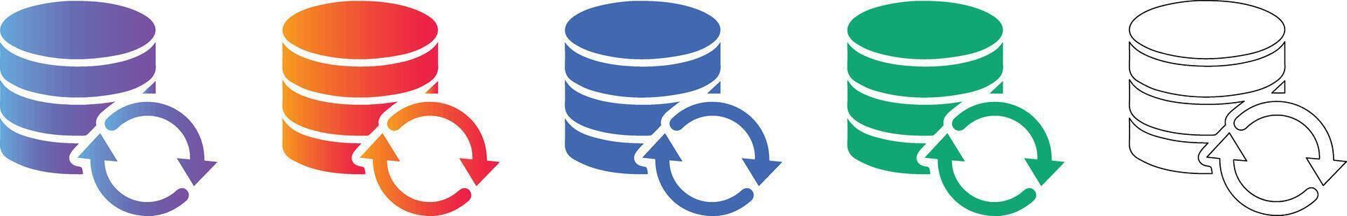 Database Synchronization Refresh Icon Set vector
