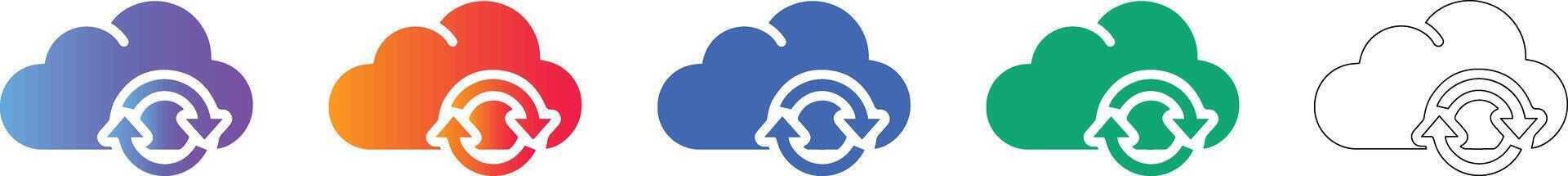 Cloud Sync Data Refresh Icon Set vector